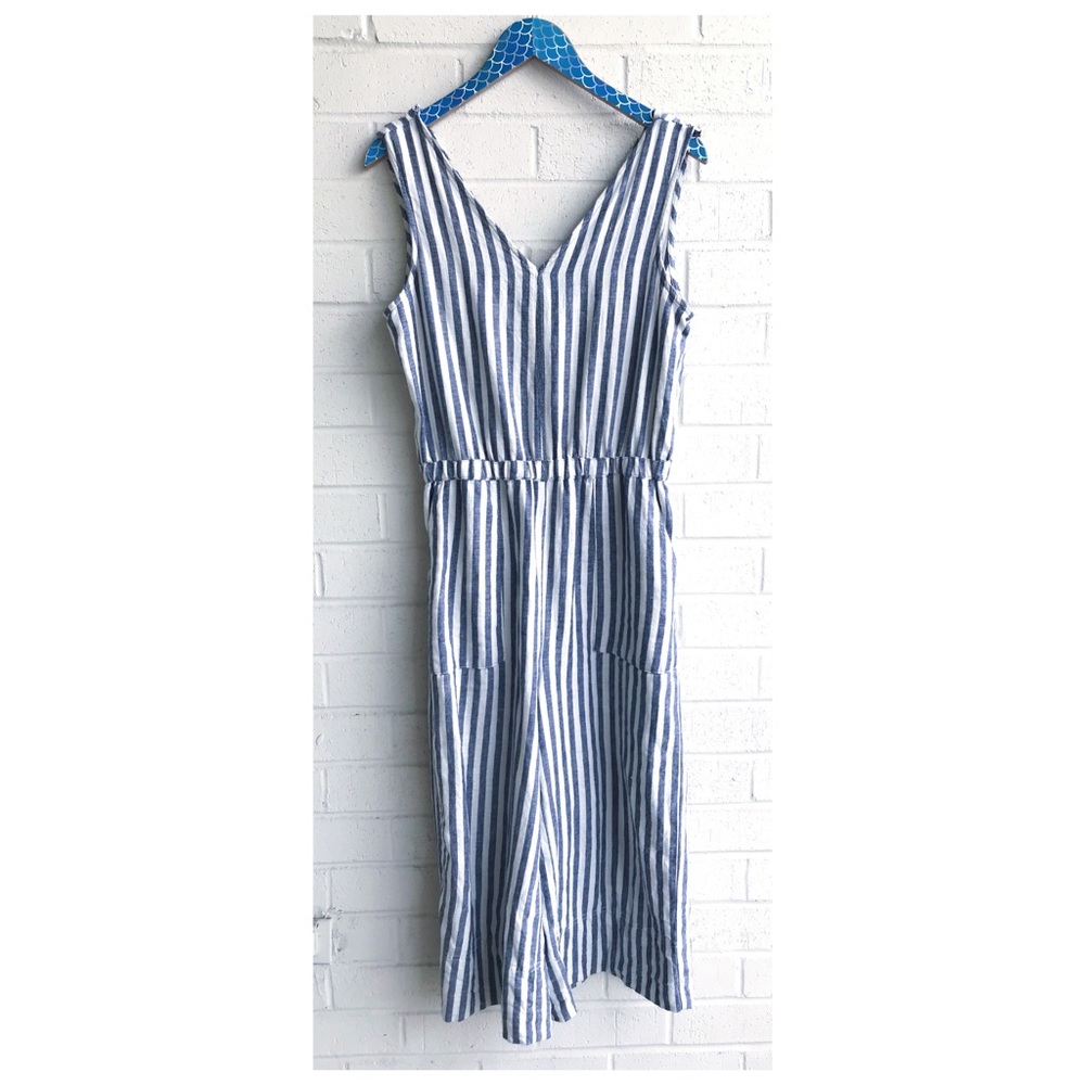 Splendid Sleeveless Stripe Wide Leg Crop Jumpsuit